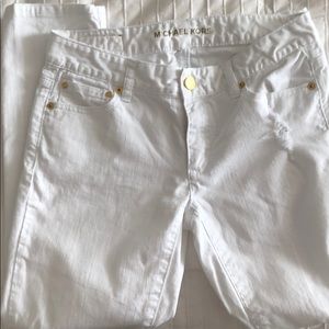 Michael Kors distressed white cropped jeans